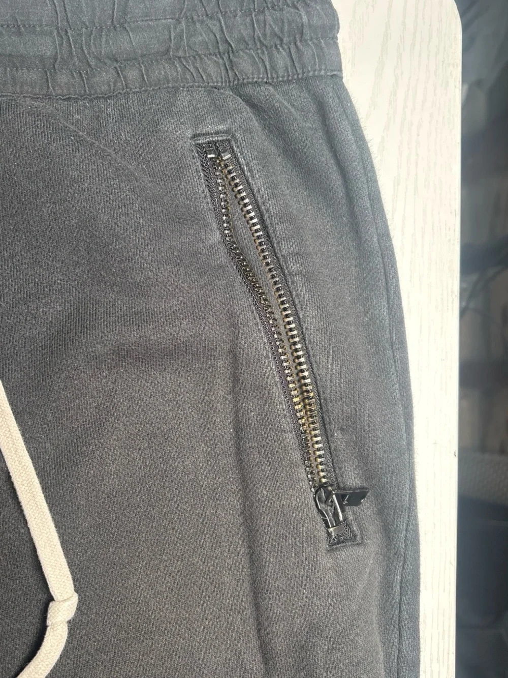 Essentials Black/Charcoal Jogger Sweatpants with White Drawcord